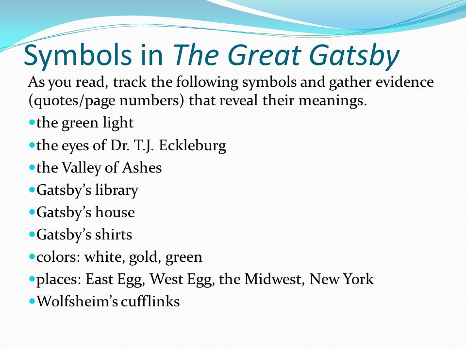 Symbolism and Imagery in Gatsby
